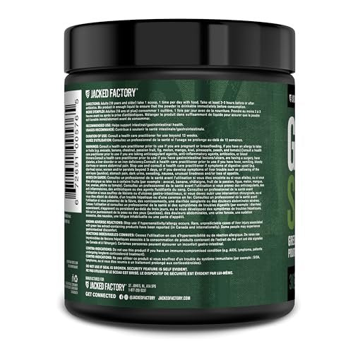 Jacked Factory Green Surge - Grünes Superfood-Pulver mit Spirulina, Weizen- und Gerstengras, Bio-Grüns, Grüntee-Extrakt, Probiotika und Verdauungsenzyme - gemischte Beeren, 30 Portionen