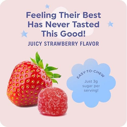 MAV NUTRITION Magnesium Calming Gummies für Kinder | Erdbeer | Entspannung & natürliche Schlaf-Wach-Rhythmen | mit Kamille & Zitronenmelisse | Non-GMO, glutenfrei | 60 Gummibärchen