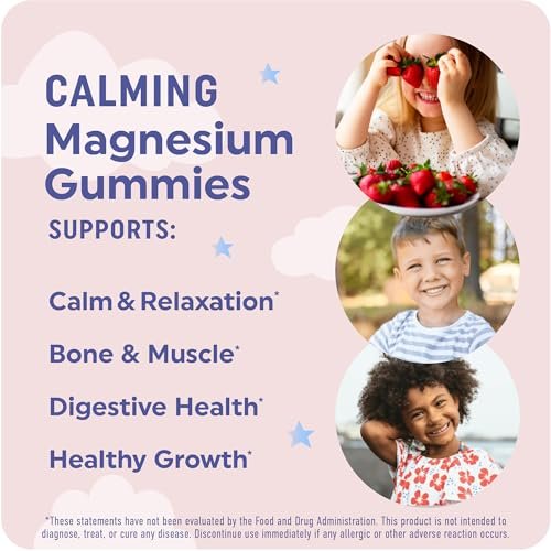 MAV NUTRITION Magnesium Calming Gummies für Kinder | Erdbeer | Entspannung & natürliche Schlaf-Wach-Rhythmen | mit Kamille & Zitronenmelisse | Non-GMO, glutenfrei | 60 Gummibärchen