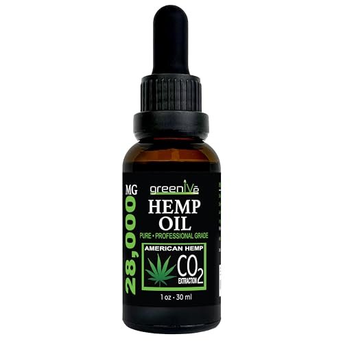 GreenIVe Hanföl Tropfen 28.000 mg pro Flasche – Natürlich angebaut, vegan, reich an Omega-Fettsäuren – Premium Hanföl Pipette – Nicht-GVO, hergestellt in den USA – 30 ml (1 Packung)