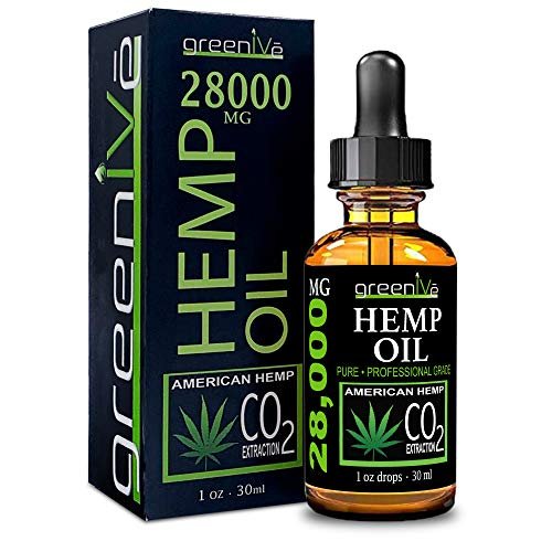 GreenIVe Hanföl Tropfen 28.000 mg pro Flasche – Natürlich angebaut, vegan, reich an Omega-Fettsäuren – Premium Hanföl Pipette – Nicht-GVO, hergestellt in den USA – 30 ml (1 Packung)