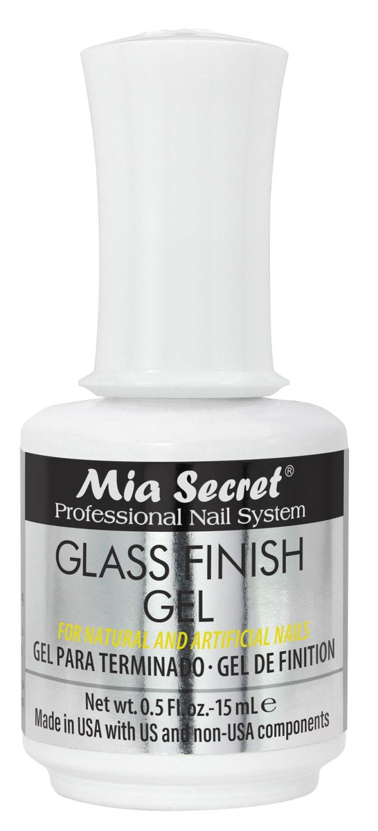Mia Secret Glass Finish UV-LED Gel 0,5 fl. oz - 15 ml – Klarer Überlack für langanhaltenden Glanz