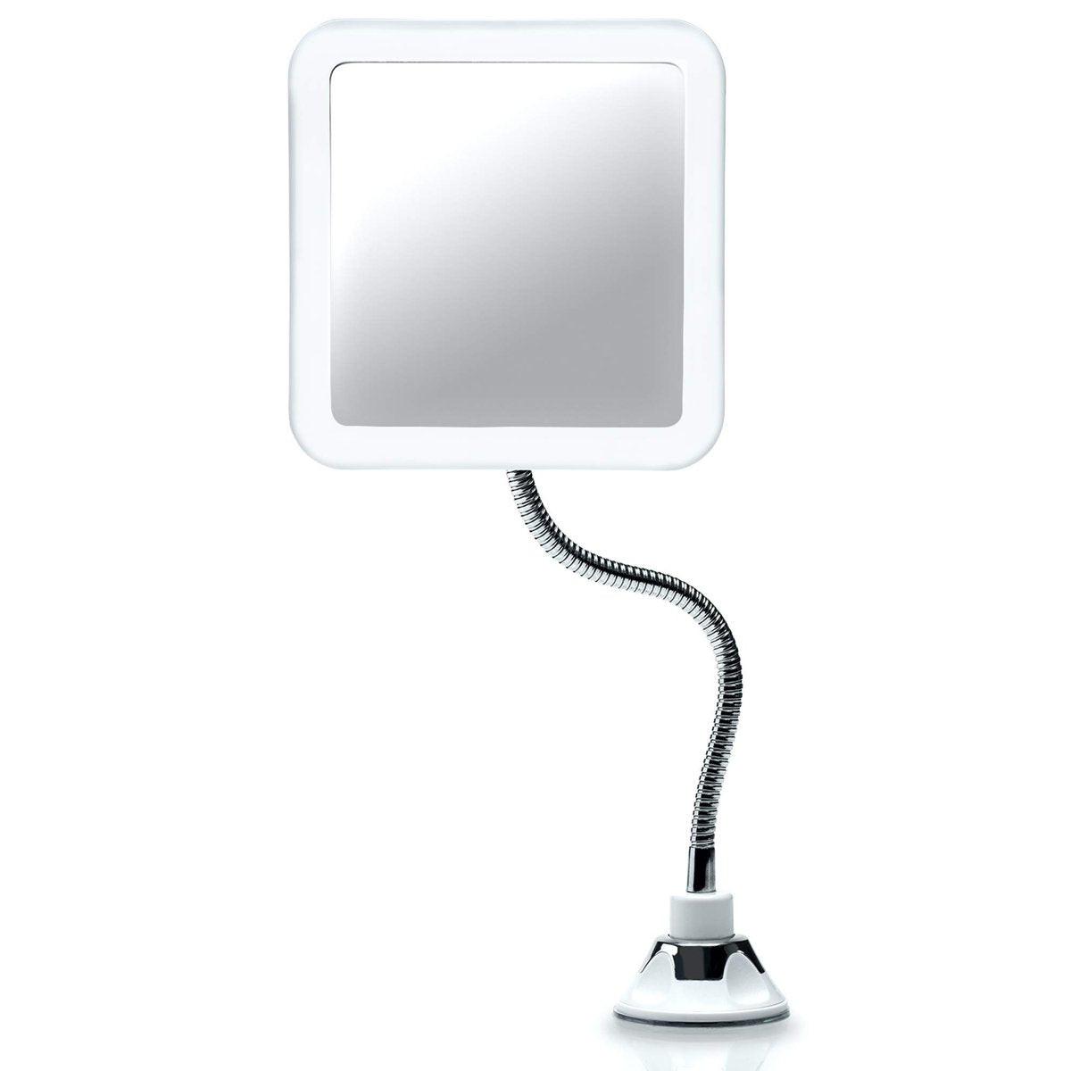 Fancii Flexibler Vergrößerungsspiegel 10x mit LED-Licht und Schwanenhals – Reise-Make-up-Spiegel mit Saugnapf, natürliches Tageslicht-LED, kabellos und tragbar (Mira Plus)