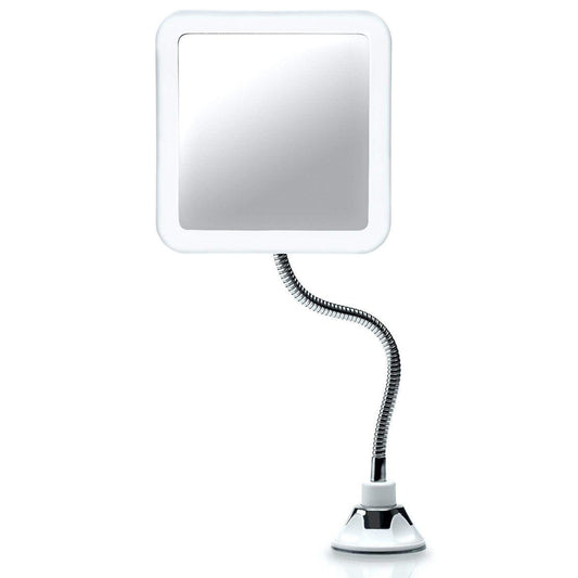 Fancii Flexibler Vergrößerungsspiegel 10x mit LED-Licht und Schwanenhals – Reise-Make-up-Spiegel mit Saugnapf, natürliches Tageslicht-LED, kabellos und tragbar (Mira Plus)