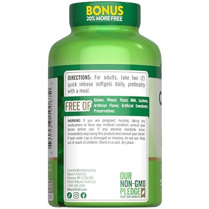 Nature's Truth Absorbierbares Calcium 1200 mg mit Vitamin D3 5000 IE | 120 Softgels | Calciumcarbonat | Non-GMO & glutenfrei