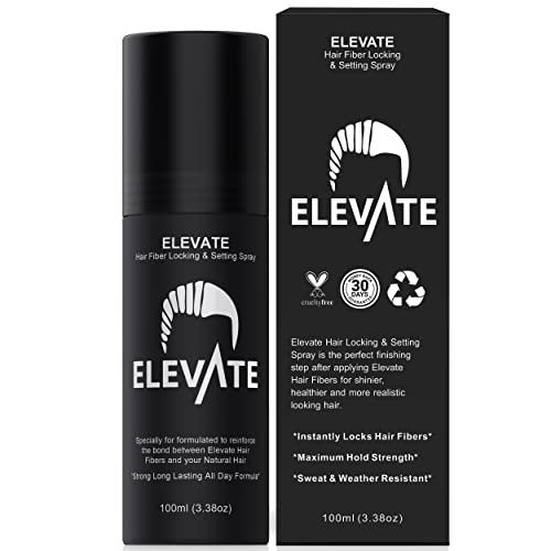 Elevate Haar Faser Fixier- & Haltespray | Neue verbesserte Langzeitformel | 2-6 Monate Vorrat | Starke Formel wind-, schweiß- und wetterbeständig für Männer und Frauen