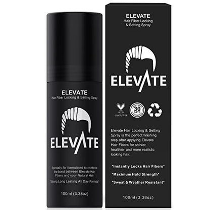 Elevate Haar Faser Fixier- & Haltespray | Neue verbesserte Langzeitformel | 2-6 Monate Vorrat | Starke Formel wind-, schweiß- und wetterbeständig für Männer und Frauen