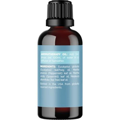 Breathe Ätherisches Öl für Diffuser - Erfrischende Mischung mit Eukalyptus, Pfefferminze, Teebaum und Minze für Aromatherapie zu Hause und unter der Dusche (30 ml)