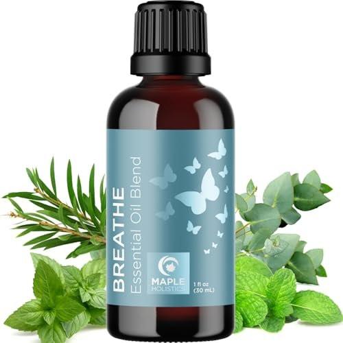 Breathe Ätherisches Öl für Diffuser - Erfrischende Mischung mit Eukalyptus, Pfefferminze, Teebaum und Minze für Aromatherapie zu Hause und unter der Dusche (30 ml)