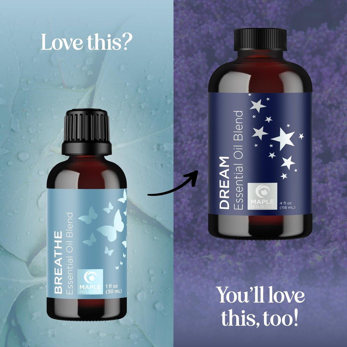 Breathe Ätherisches Öl für Diffuser - Erfrischende Mischung mit Eukalyptus, Pfefferminze, Teebaum und Minze für Aromatherapie zu Hause und unter der Dusche (30 ml)