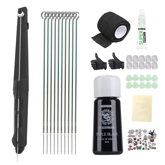 Dragonhawk Poke Stick Tattoo Kit für Anfänger – Komplettes DIY-Stick-and-Poke-Set für zu Hause