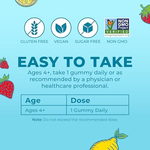 MARYRUTH'S Kinder Multivitamin Gummis – Zuckerfrei, Vegan, 60 Stück (2 Monate Vorrat) für Kinder ab 2 Jahren