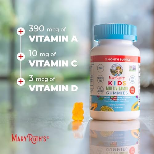MARYRUTH'S Kinder Multivitamin Gummis – Zuckerfrei, Vegan, 60 Stück (2 Monate Vorrat) für Kinder ab 2 Jahren