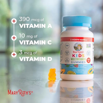 MARYRUTH'S Kinder Multivitamin Gummis – Zuckerfrei, Vegan, 60 Stück (2 Monate Vorrat) für Kinder ab 2 Jahren