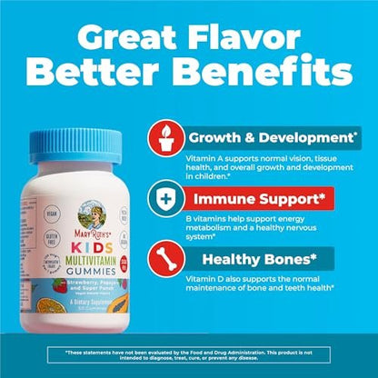 MARYRUTH'S Kinder Multivitamin Gummis – Zuckerfrei, Vegan, 60 Stück (2 Monate Vorrat) für Kinder ab 2 Jahren