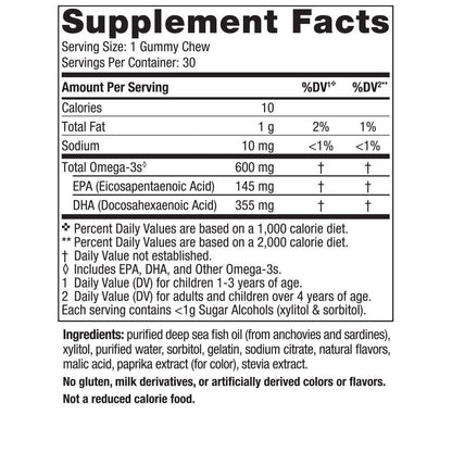 Nordic Naturals Zero Sugar Kinder DHA Gummibärchen, Tropical Punch - 30 Gummibärchen für Kinder - 600 mg Omega-3 insgesamt - Gehirnentwicklung, Lernen, gesundes Immunsystem - Nicht-GMO - 30 Portionen