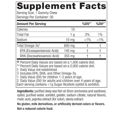 Nordic Naturals Zero Sugar Kinder DHA Gummibärchen, Tropical Punch - 30 Gummibärchen für Kinder - 600 mg Omega-3 insgesamt - Gehirnentwicklung, Lernen, gesundes Immunsystem - Nicht-GMO - 30 Portionen