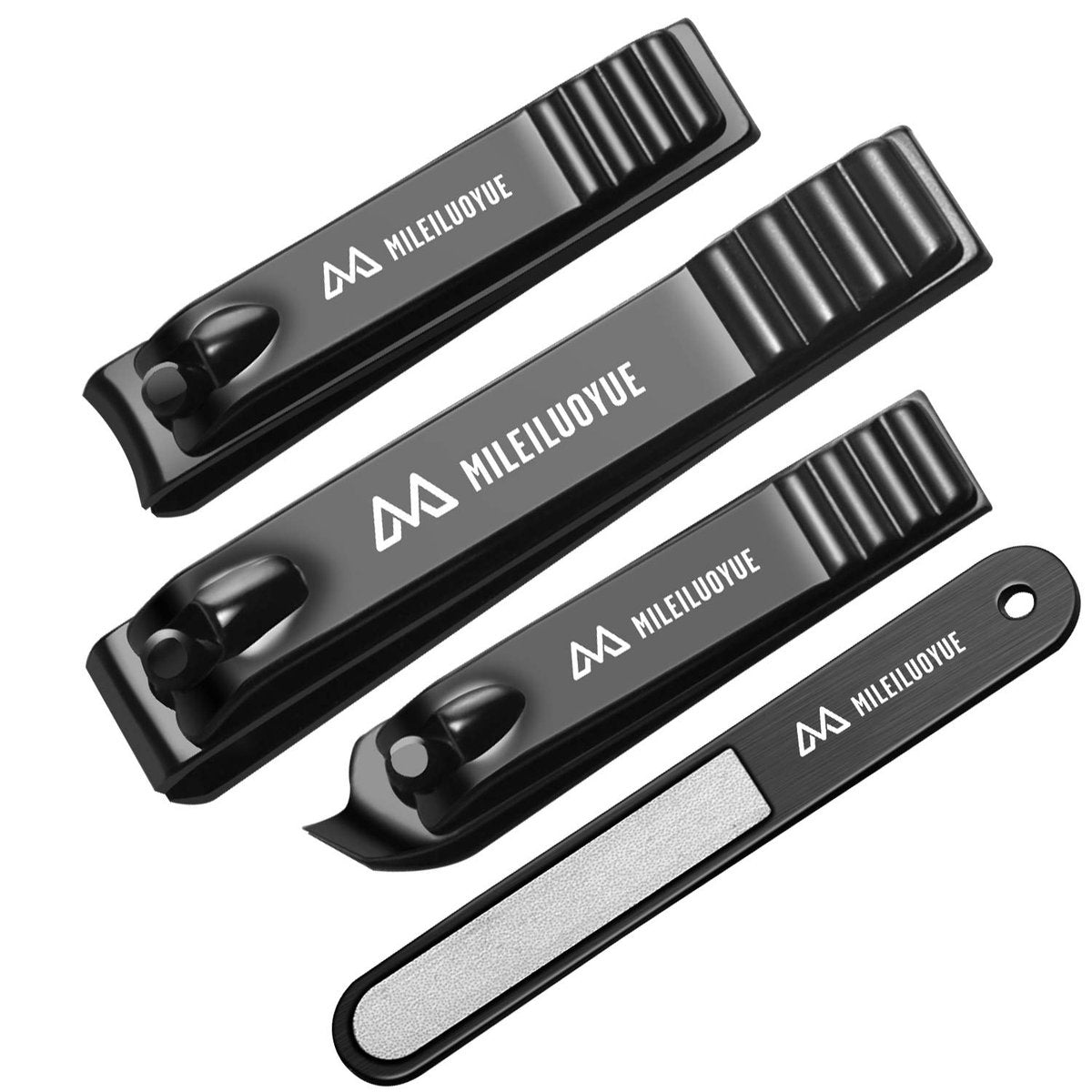 Nagelknipser Set Schwarz Edelstahl Nagelknipser & Scharfer Schräger Zehennagelknipser & Nagelfeile 4-teilig, für Männer und Frauen, als Geschenk geeignet