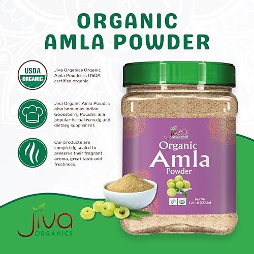 Bio Amla-Pulver 1,25 lb (20 oz) – Reines, laborgeprüftes, glutenfreies, nicht-GVO, reines Amalaki-Pulver aus Indien, Vitamin C, Bulk-Beutel, 100 % roh & natürlich – von Jiva Organics