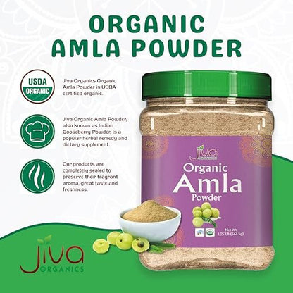Bio Amla-Pulver 1,25 lb (20 oz) – Reines, laborgeprüftes, glutenfreies, nicht-GVO, reines Amalaki-Pulver aus Indien, Vitamin C, Bulk-Beutel, 100 % roh & natürlich – von Jiva Organics