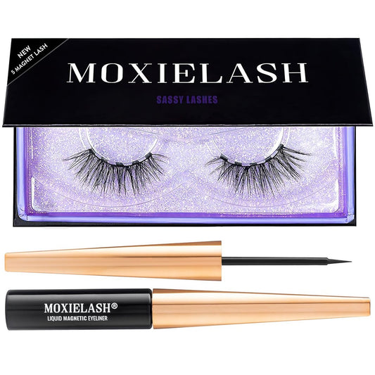 MoxieLash Sassy Kit – Mini Flüssig-Magnet-Eyeliner für magnetische Wimpern – Kein Kleber & Sauber – Schnelle & Einfache Anwendung – Set mit Sassy Wimpern & Anleitungskarte (Sassy Lash Kit)