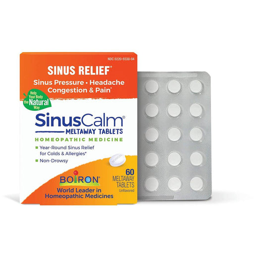Boiron SinusCalm Tabletten gegen Sinusschmerzen, laufende Nase, Verstopfung, Sinusdruck, Kopfschmerzen - 60 Stück