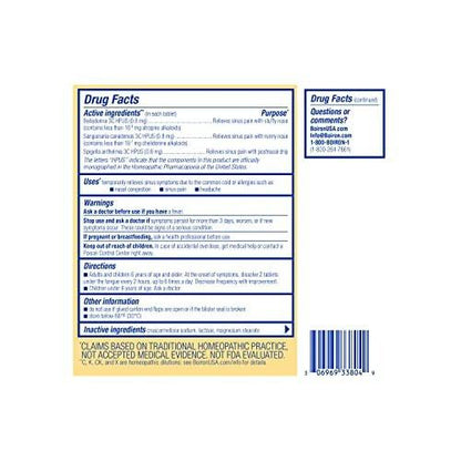 Boiron SinusCalm Tabletten gegen Sinusschmerzen, laufende Nase, Verstopfung, Sinusdruck, Kopfschmerzen - 60 Stück
