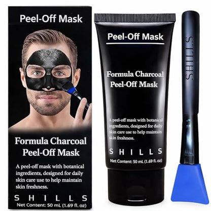 SHILLS Aktivkohle-Maske für Männer, 1 Flasche (50 ml) mit Pinsel-Set