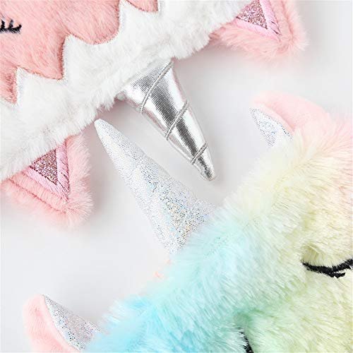 Kuschelige Tier-Schlafmaske - Weiches Plüsch-Augenschloss für Kinder, Teenager und Frauen - Einhorn Regenbogen