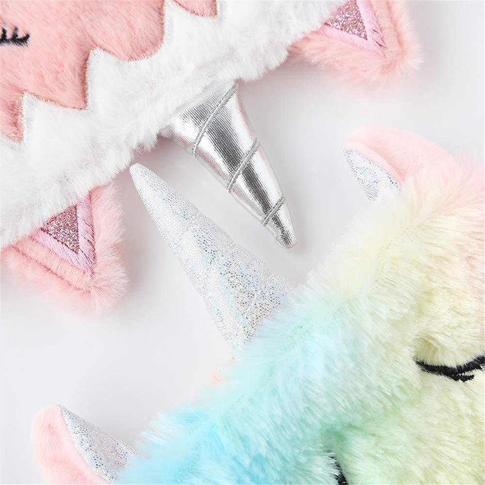 Kuschelige Tier-Schlafmaske - Weiches Plüsch-Augenschloss für Kinder, Teenager und Frauen - Einhorn Regenbogen