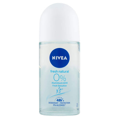 NIVEA Deodorant Roll-On Aluminiumfrei Fresh Natural – 0% Aluminium, 50 ml
