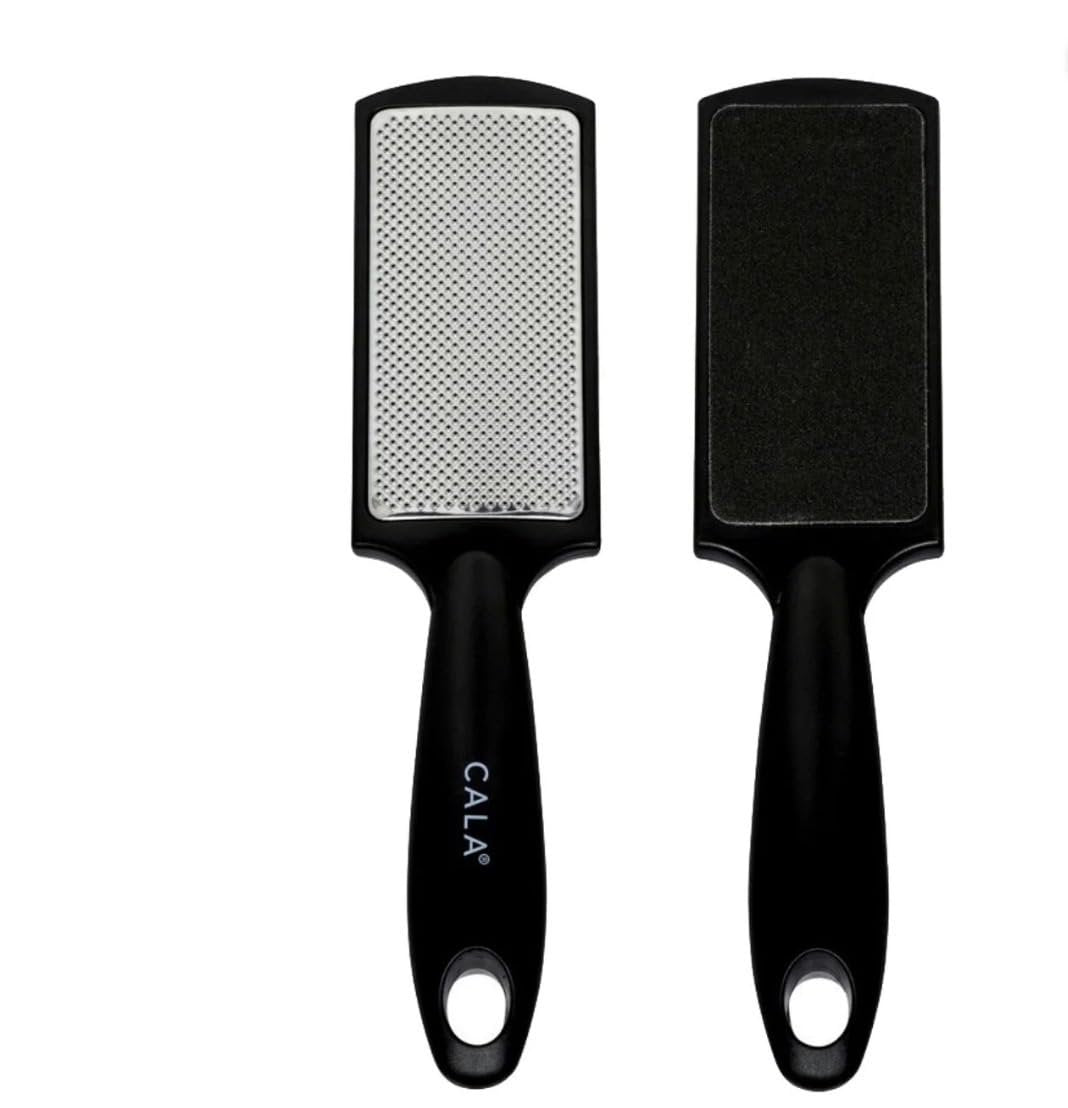CALA Silky Glide Pro Hornhautentferner Fußfeile (Schwarz) – Edelstahl-Mikrofeile mit breiter Oberfläche für nasse oder trockene Haut, weicher Griff für Komfort und Kontrolle, wiederverwendbares Reise-Werkzeug