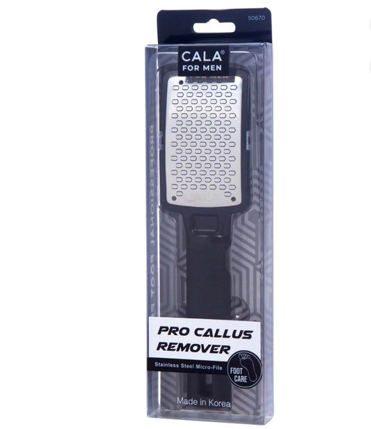 CALA Silky Glide Pro Hornhautentferner Fußfeile (Schwarz) – Edelstahl-Mikrofeile mit breiter Oberfläche für nasse oder trockene Haut, weicher Griff für Komfort und Kontrolle, wiederverwendbares Reise-Werkzeug