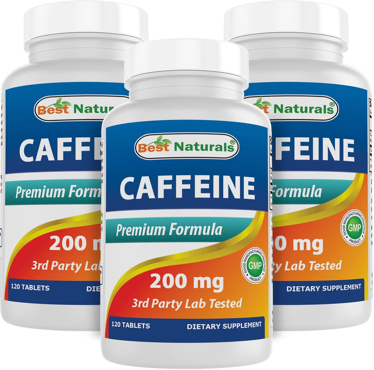 Best Naturals 3er-Pack Koffein Tabletten 200 mg – 360 Tabletten, nicht gewöhnungsbedürftig, kein Crash oder Nervosität