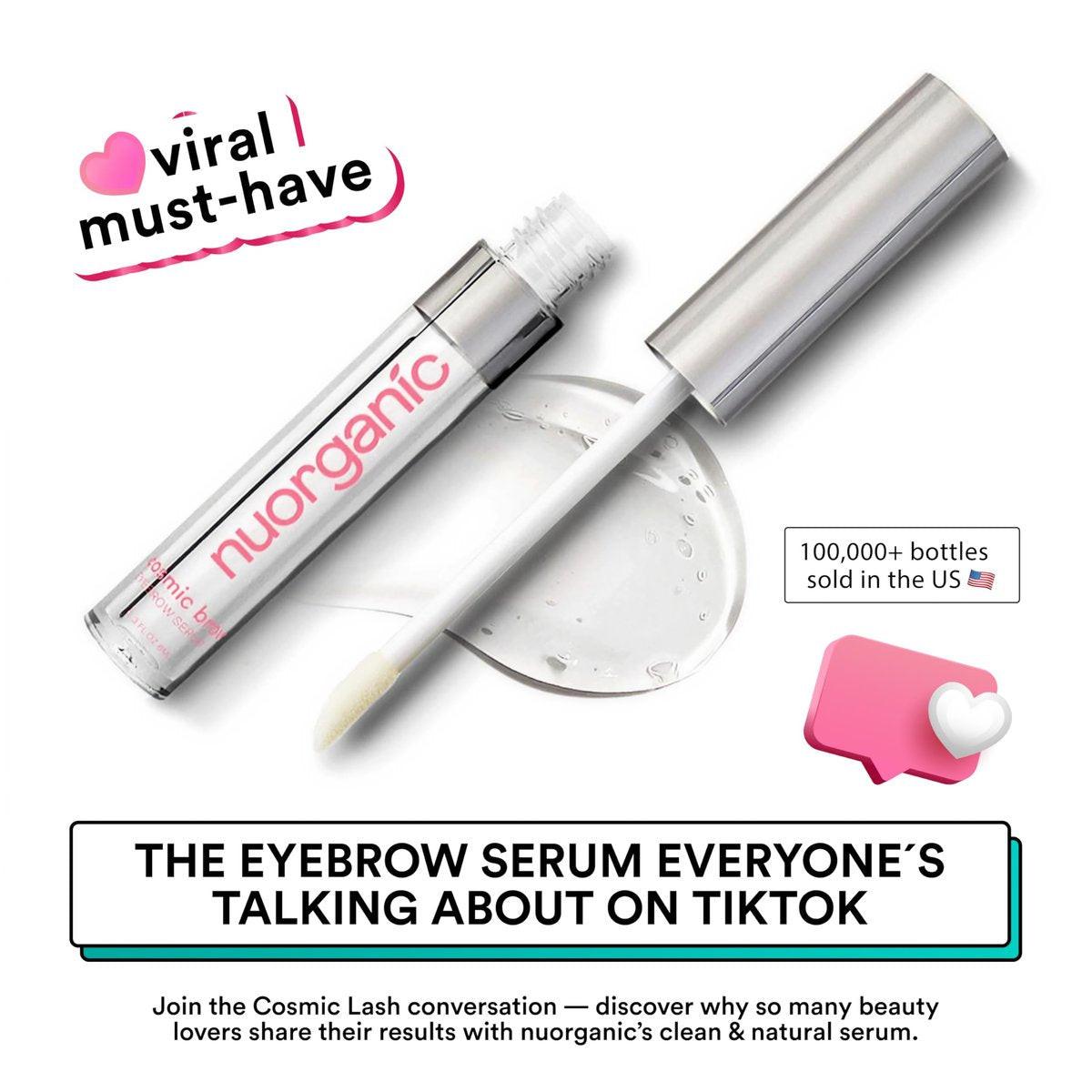 NuOrganic Cosmic Brow Augenbrauenserum für Wachstum | Natürliches Brow Serum für dichtere, längere und definiertere Brauen | 4 Monate Vorrat XL Größe | Tierversuchsfrei, Hergestellt in den USA