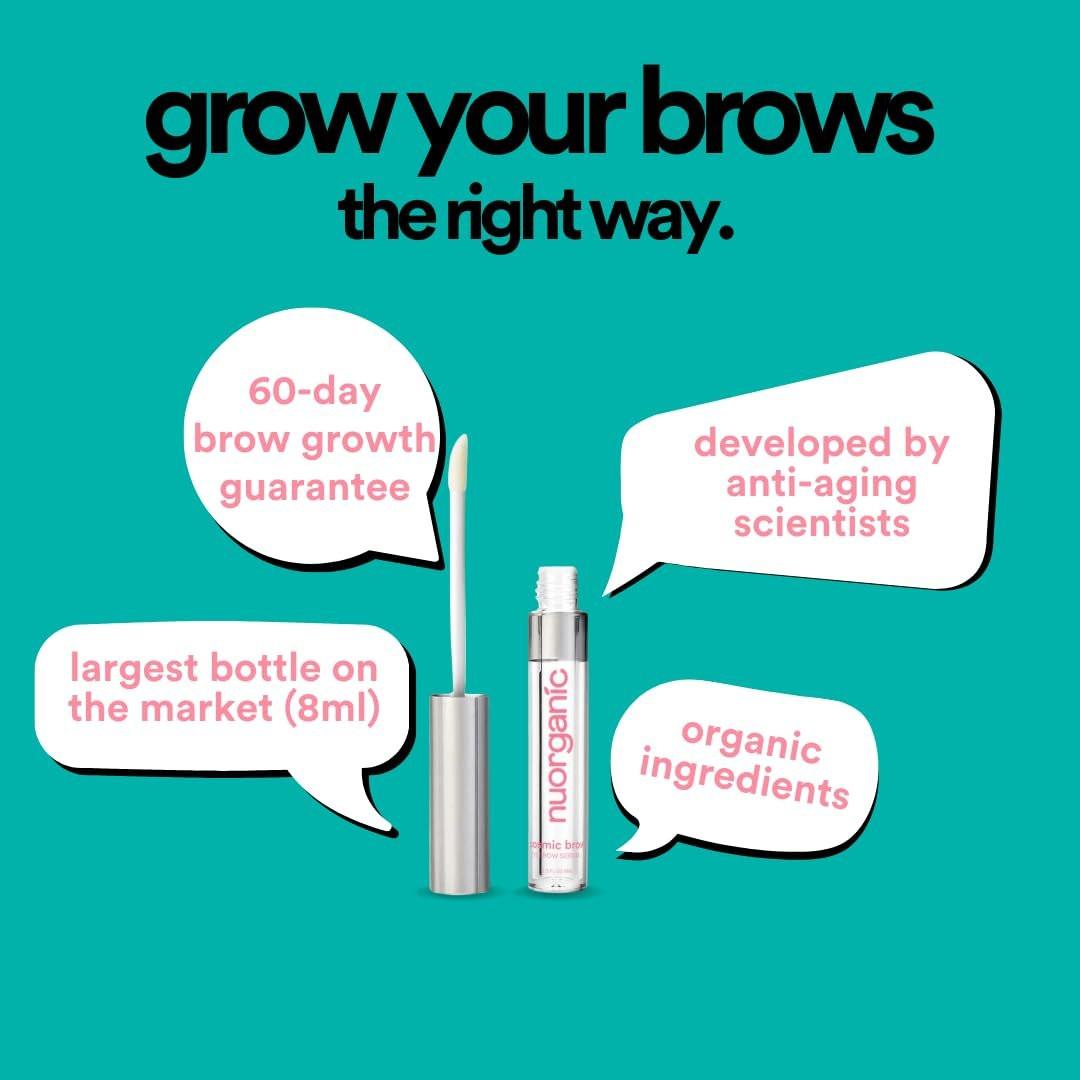 NuOrganic Cosmic Brow Augenbrauenserum für Wachstum | Natürliches Brow Serum für dichtere, längere und definiertere Brauen | 4 Monate Vorrat XL Größe | Tierversuchsfrei, Hergestellt in den USA