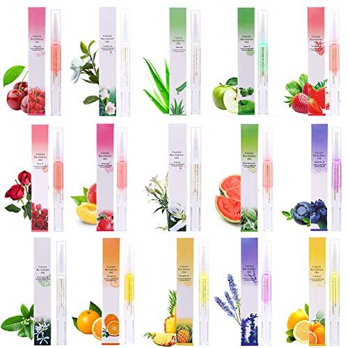 15-teiliges Nagelhautöl-Stift-Set für die Nagelpflege – Behandlung eingerissener Nägel, Reparatur-Serum, Nagelhärter, Feuchtigkeitspflege mit Vitamin E und Lavendelöl (15 Düfte)