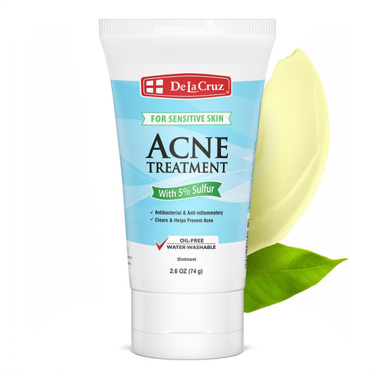 De La Cruz 5% Schwefel Salbe – Cystische Akne Behandlung für Gesicht und Körper – Tägliche 10-Minuten-Spot-Behandlungsmaske – Sichere und effektive hormonelle Aknebehandlung, die Pickel beseitigt, 2,6 Unzen Tube