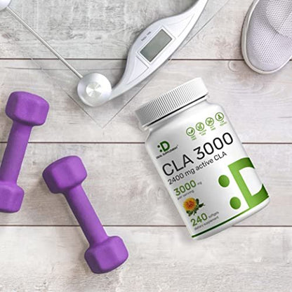 Ultra-Stärke CLA 3000 mg | 240 Weichkapseln, aktive konjugierte Linolsäure aus Distelöl
