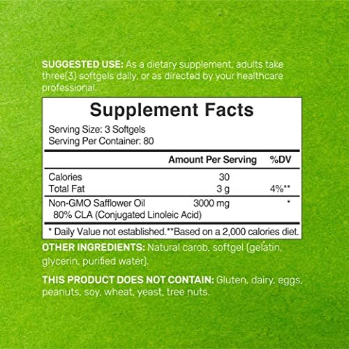 Ultra-Stärke CLA 3000 mg | 240 Weichkapseln, aktive konjugierte Linolsäure aus Distelöl