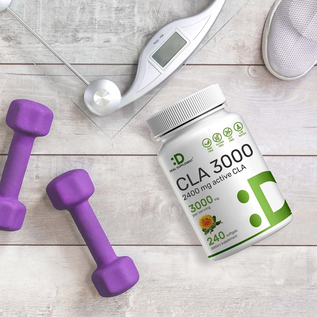 Ultra-Stärke CLA 3000 mg | 240 Weichkapseln, aktive konjugierte Linolsäure aus Distelöl