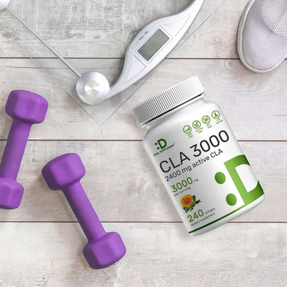 Ultra-Stärke CLA 3000 mg | 240 Weichkapseln, aktive konjugierte Linolsäure aus Distelöl
