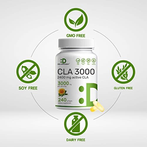 Ultra-Stärke CLA 3000 mg | 240 Weichkapseln, aktive konjugierte Linolsäure aus Distelöl