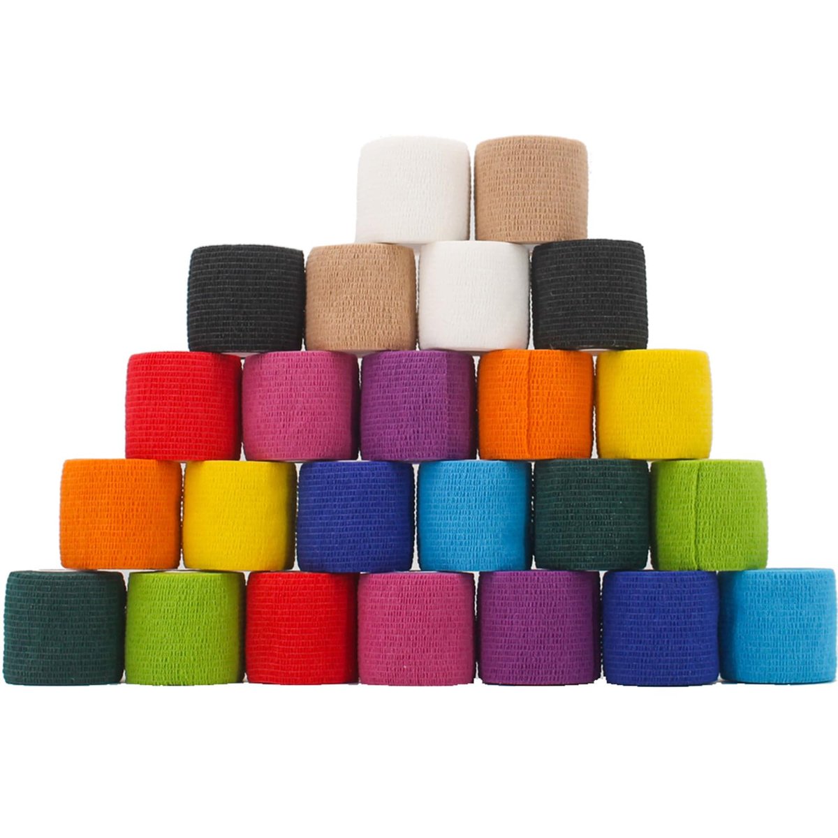 WeTop 24 Stück Selbstklebende Bandage Wickel 5 cm, Sportverband aus elastischem, nicht gewebtem, kohäsivem Material für Handgelenk, Knöchel, Schwellungen und Tierverband (Regenbogen)
