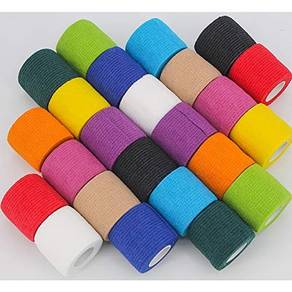 24 Rollen Schwarze Selbstklebende Elastische Bandage 5 cm, Atmungsaktive Kohäsive Bandage, Für Knöchelverstauchungen Schwellungen Medizinische Erste Hilfe Sport Athletik Griffband, Hunde Tierarzt Wickel