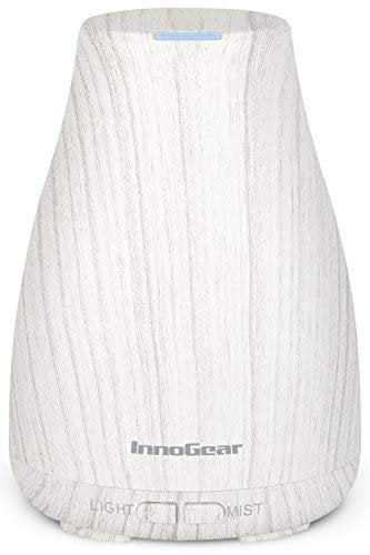 InnoGear Ultraschall-Aromadiffusor für Zuhause, 7 Farben LED, 2 Nebelmodi, Auto-Abschaltung, Weiß-Grau