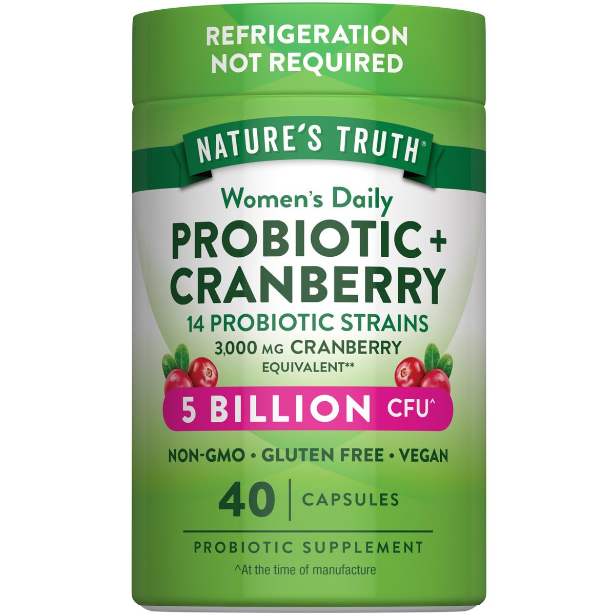 Nature's Truth Probiotika für Frauen | 5 Milliarden KBE täglich | 40 vegane Kapseln | mit Cranberry | Non-GMO & glutenfrei | Keine Kühlung erforderlich