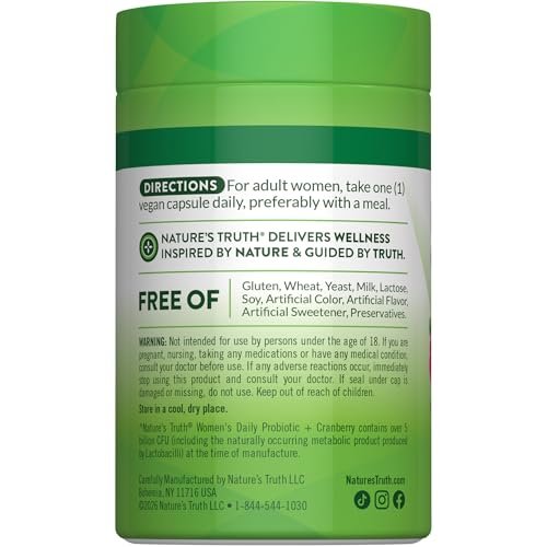 Nature's Truth Probiotika für Frauen | 5 Milliarden KBE täglich | 40 vegane Kapseln | mit Cranberry | Non-GMO & glutenfrei | Keine Kühlung erforderlich