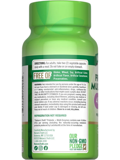 Nature's Truth Probiotika mit Enzymen | 60 Kapseln | Für Männer und Frauen | Nicht-GVO & Glutenfrei Verdauungsergänzung