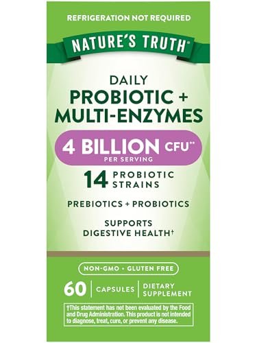 Nature's Truth Probiotika mit Enzymen | 60 Kapseln | Für Männer und Frauen | Nicht-GVO & Glutenfrei Verdauungsergänzung
